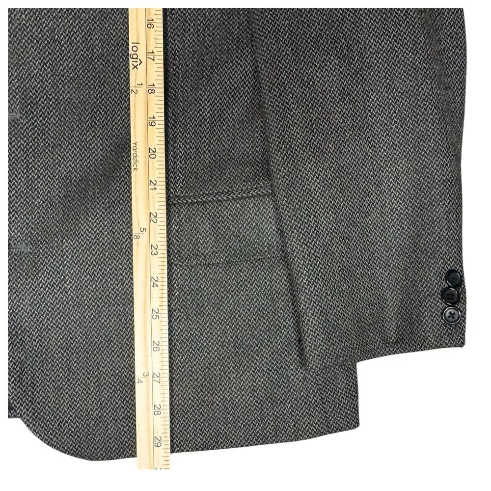 Croft & Barrow Blazer Jacket Worsted Lambswool Herringbone‎ 42R Gray Brown Retro